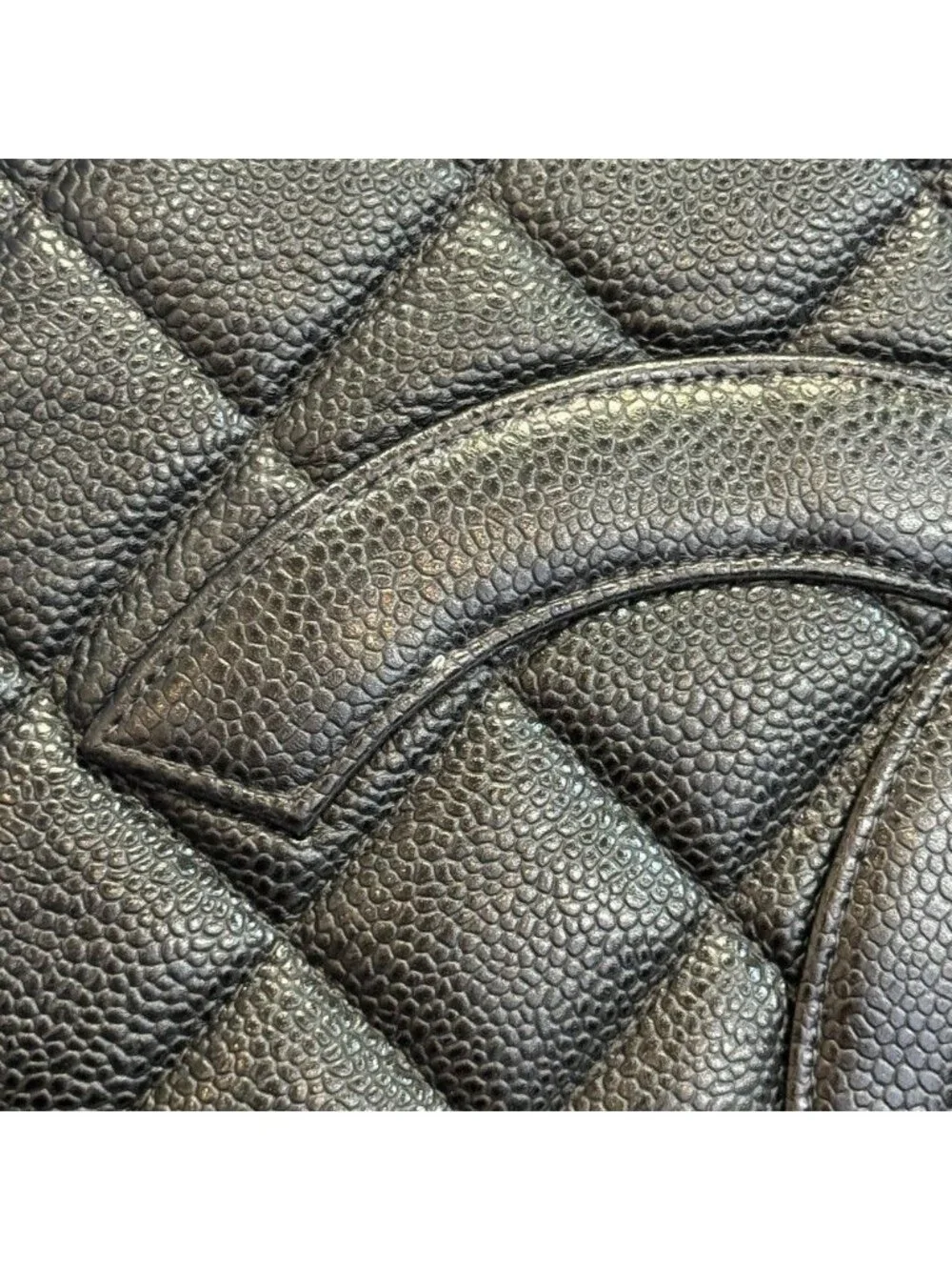 Chanel Reissue Tote Logo Caviar Leather Handbag Black Gold
